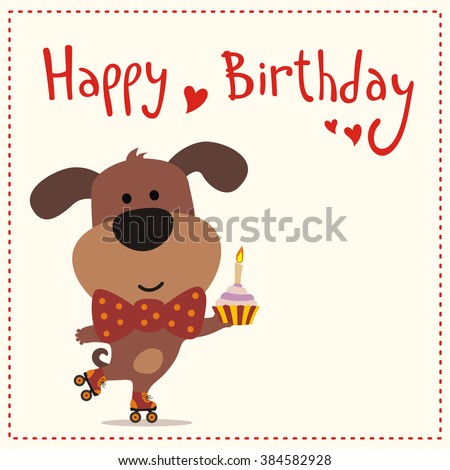 Happy Birthday Cute Puppy Birthday Cake Stock Vector 384582928 ...