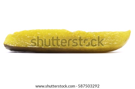 Isolated pickle. Sliced pickle on a white background.