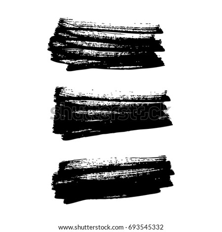 Set Black Paint Ink Brush Strokes Stock Vector 538158994 - Shutterstock