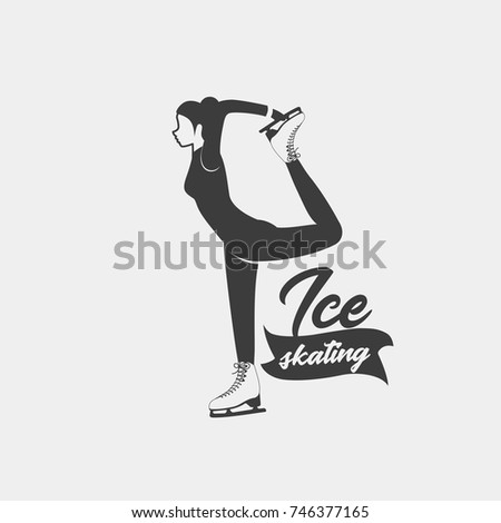 ice skating badge template monochrome symbol stock vector royalty