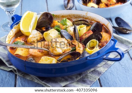 Seafood Stew in Saucepan
