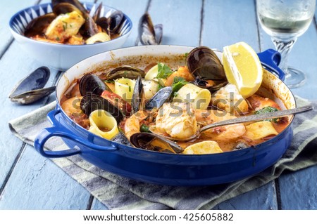 Seafood Stew in Saucepan