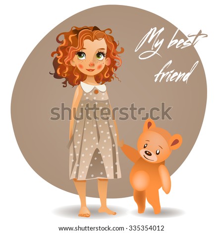 cute girl with teddy bear
