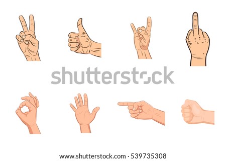 Set Realistic Vector Hands Various Expressions Stock Vector 539735308 ...