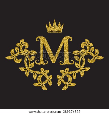 Patterned Golden Letter M Monogram Vintage Stock Vector 389088778 ...