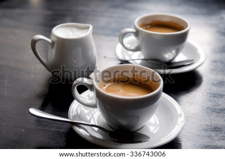 Two Coffee Cups With Coffee Two Coffee Cups With Coffee