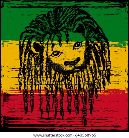 Lion Head Dreadlocks Vector Illustration Rastafarian Stock ...