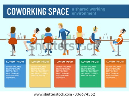 Vector Illustration Coworking Center Concept People Stock Vector 336674552 Shutterstock Coworking Space Business Model Template