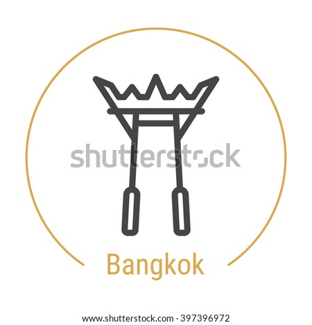 bangkok thailand outline icon caption city stock vector