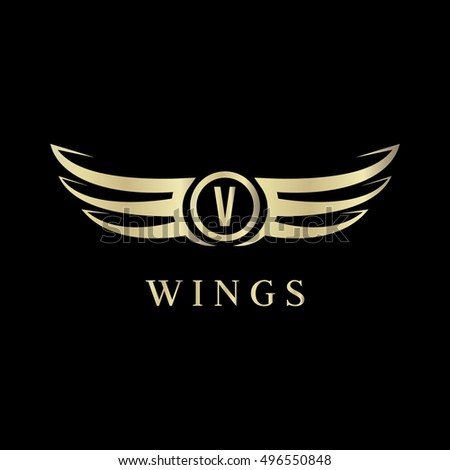 V Letter Wings Logo Vector Template Stock Vector 496550848 - Shutterstock