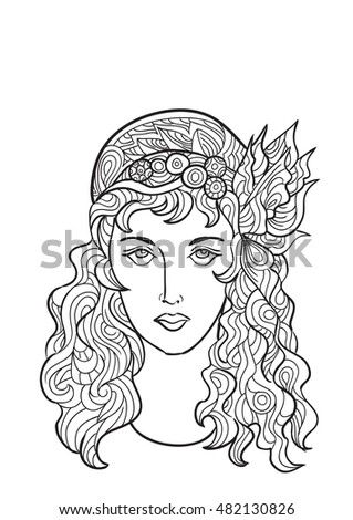 Vector Hand Drawn Line Portrait Young Stock Vector 410453761 - Shutterstock