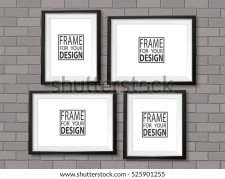 Frames Gallery On Grey Brick Wall Black Photo Mock Up Empty Framing For Frames Gallery On Grey Brick Wall Black Photo Mock Up Empty Framing For