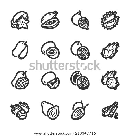 Exotic fruits icons. Professional vector icons for your website, application and presentation.