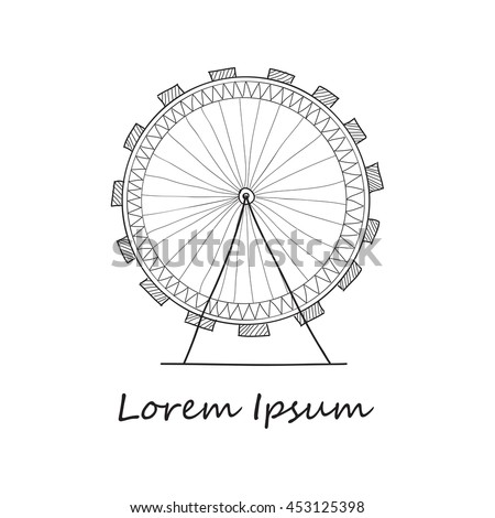 Composition Cute Hand Drawn Ferris Wheel Stock Vector 453125398 ...