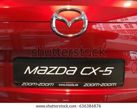 Berlin, Germany - May 8, 2017: Mazda CX-5 crossover SUV. The second generation of CX-5 was unveiled with an overhauled design and new tech on November 2016