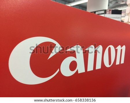 Berlin, Germany - May 22, 2017: Canon shop. That is a Japanese multinational corporation manufacturing imaging and optical products, including cameras, camcorders, photocopiers, computer printers