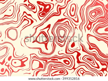 Watercolor vector. Abstract marble handmade using the technique of marbling. Red ink on yellow background. Modern wet background. Background for brochures, covers, flyers, invitations, presentations.