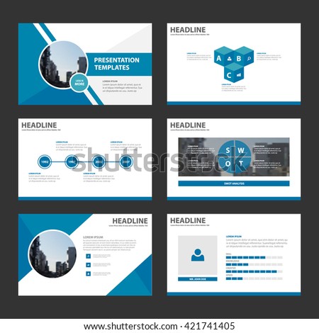 Blue Multipurpose Presentation Template Flat Design Stock Vector 421741405 Shutterstock Set Powerpoint Template