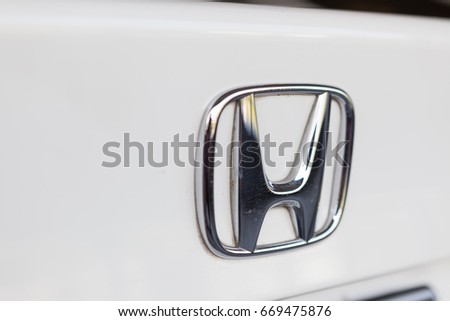 CHIANG MAI, THAILAND - July 1,2017: Logo of Honda car on display at Honda Showroom.