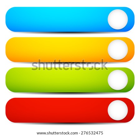 Set Colorful Long Horizontal Button Banner Stock Vector 
