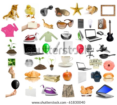 Collection Objects On White Background Stock Photo 91896569 - Shutterstock