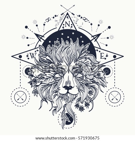 mystic lion tattoo art alchemy religion เวกเตอร สต อก mystic lion tattoo art alchemy religion เวกเตอร สต อก