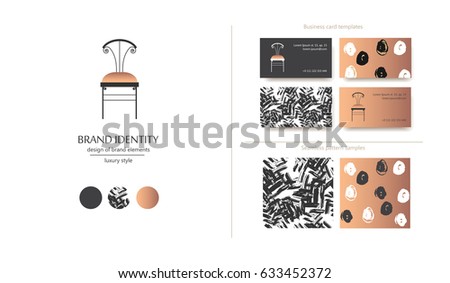 Interior Designer Brand Identity Vintage Chair Logo Luxury Art Deco Style Furniture Sign Interior Designer Brand Identity Vintage Chair Logo Luxury Art Deco Style Furniture Sign