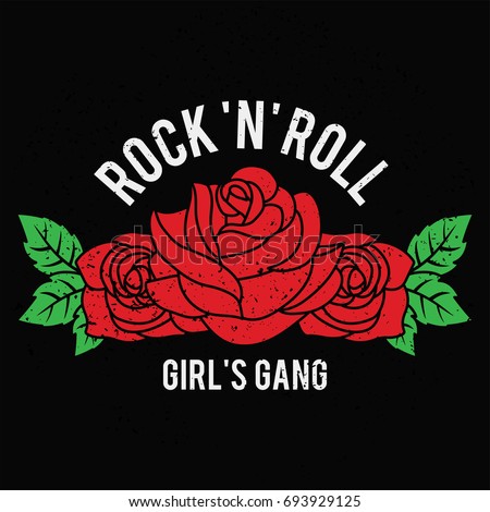 shirt vector t icon Slogan Female Roll Vector Fashion Stock Rock Girl