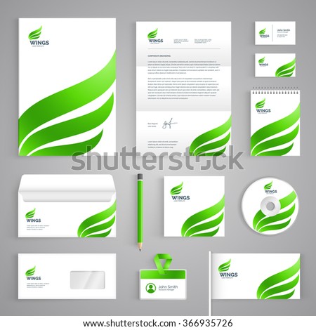  stationery design with waves on white background. Business
