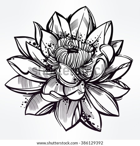 Lotus Floral Design Element Engraved Retro Stock Vector 71475280 ...