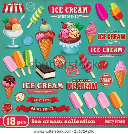 Vintage ice cream poster design element