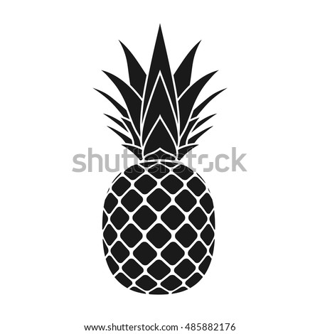 Pineapple with leaf icon. Tropical fruit isolated on white background. Symbol of food, sweet, exotic and summer, vitamin, healthy. Nature logo. Flat concept. Design element Vector illustration
