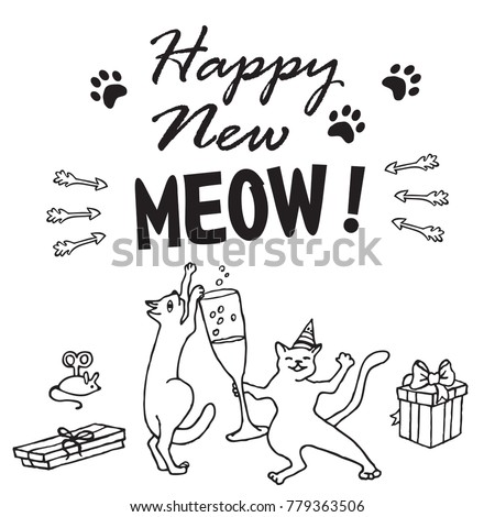 Stunning Cliparts Happy New Year Cat Clipart 48