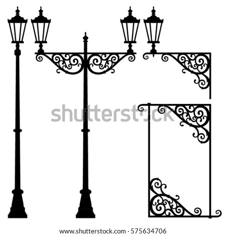 Vector street lantern black silhouettes