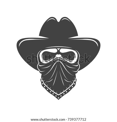 Cowboy Skull Bandit Hat Bandanna Stock Vector 739377712 - Shutterstock
