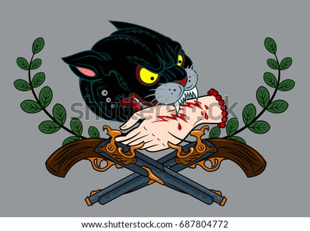 Image Black Panther Grinning Mouth Drawing Stock Vector 585856079