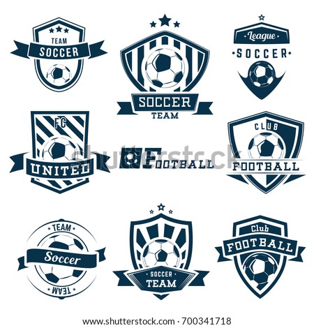 Set Soccer Football Logos Emblems Badges Stock Vector 700341718 ...