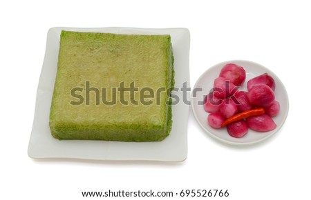 Cooked square glutinous rice cake, Vietnamese new year food