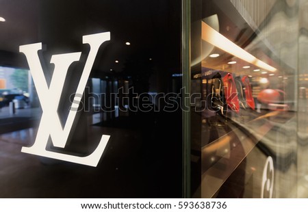 KUALA LUMPUR - JUNE 15, 2016: The Louis Vuitton showcase in the Suria KLCC shopping mall. For years 2006 - 2012 LV was named the worlds most valuable luxury brand.