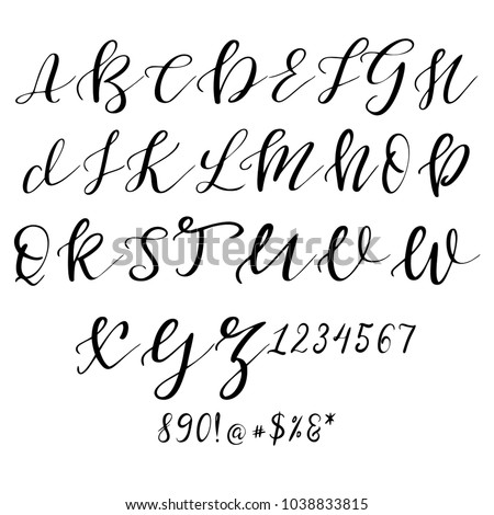 Hand Drawn Vector Alphabet Calligraphy Letters Stock Vector 1038833815 ...