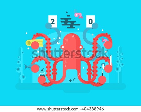 Octopus character design flat