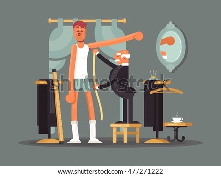 Taking measures at tailor shop
