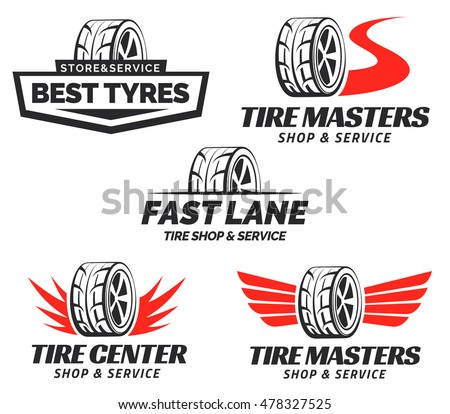 Set Tyre Shop Logo Design Wheel Stock Vector 478327525 - Shutterstock