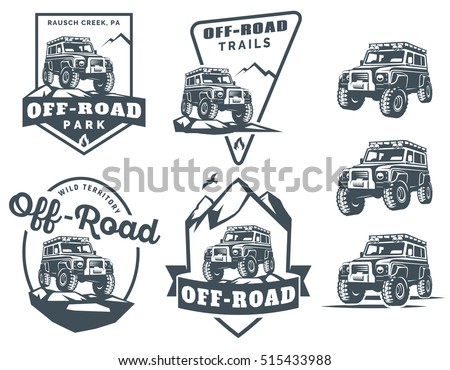 Set Offroad Suv Car Monochrome Logo Stock Vector 515433988 - Shutterstock