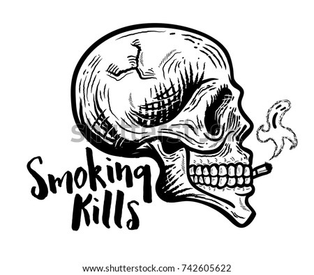 Smoking Kills Retro Smoking Skull Vector Stock Vector 742605622 ...