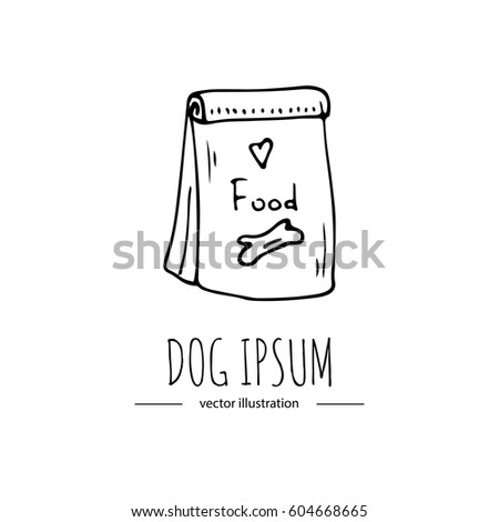 Hand Drawn Doodle Dog Dry Food Stock Vector 604668665 - Shutterstock