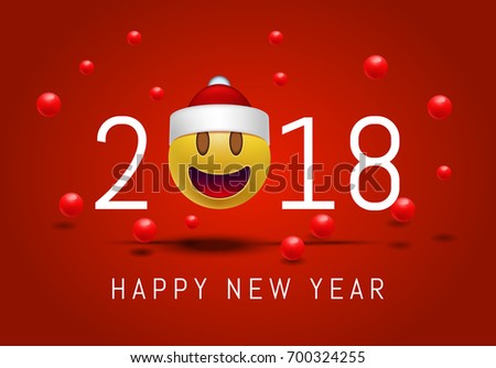 Happy New Year 2018 Cute Smiling Stock Vector 700324255 ...