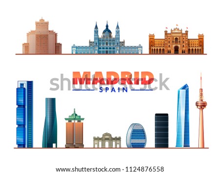 madrid spain vector illustration most famous stock vector royalty