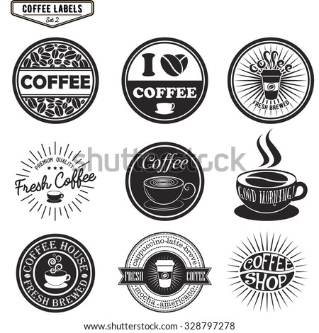 Set Coffee Labels Design Elements Emblems Stock Vector 328797278 Shutterstock Coffee Label Design Template