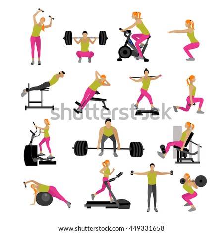 Fitness Workout Exercise Gym Set Gym Stock Illustration 449331658 